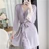 Winter Light Luxury Sexy Pajamas Golden Velvet Suspender Lace Nightdress Robe Set Women's Loungewear 7
