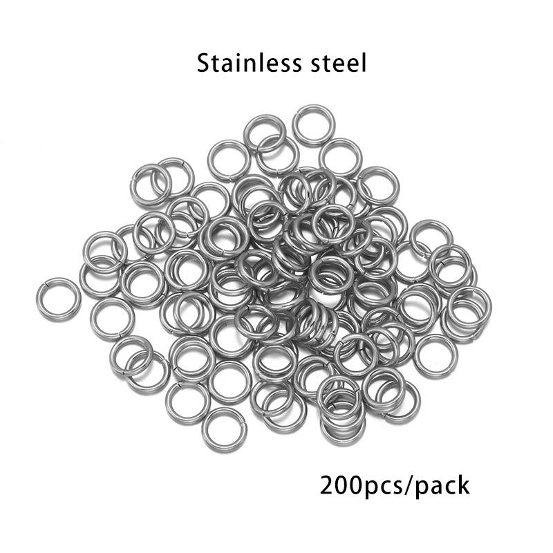 100-200Pcs Stainless Steel Open Single Loops Jump Rings Split Rings For Jewelry Making DIY Necklace Connectors Accessories