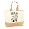 Tote Bag - PLANETEE - Mountain Biking I Can't - Natural Jute - Printed In France - Strong Handles