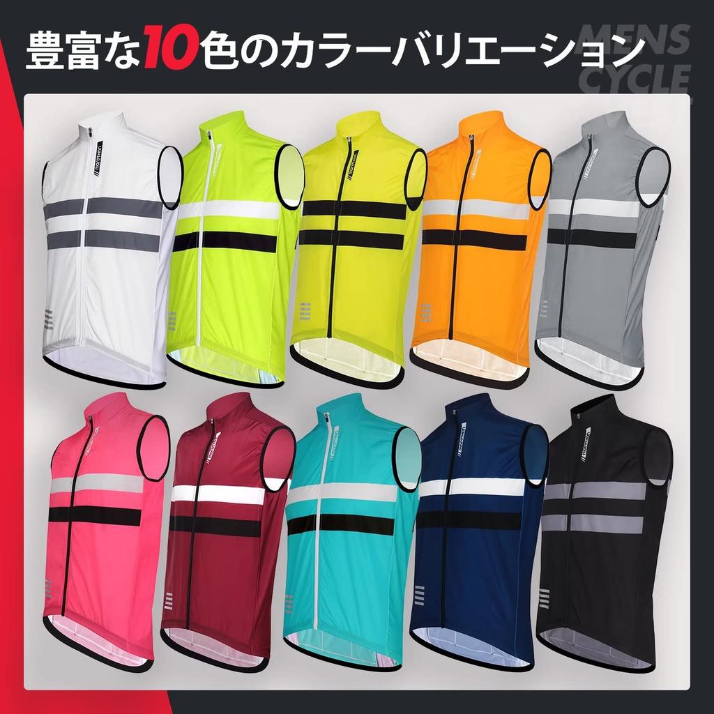 Morethan Cycling Vest Sleeveless Windbreaker for Autumn and Winter (Dark Blue/L/Men's) (Windproof/Lightweight/Reflective/With Pockets) WVP-020