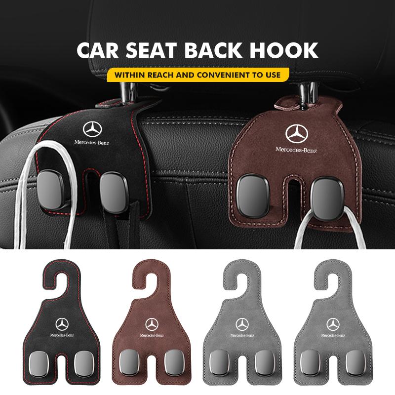 Car Back Seat Suede Hanging Double Hook Rear Row Storage Hanger For Mercedes Benz W202 W212 W126 W140 W168 W177 CLS GLE GLC GLS