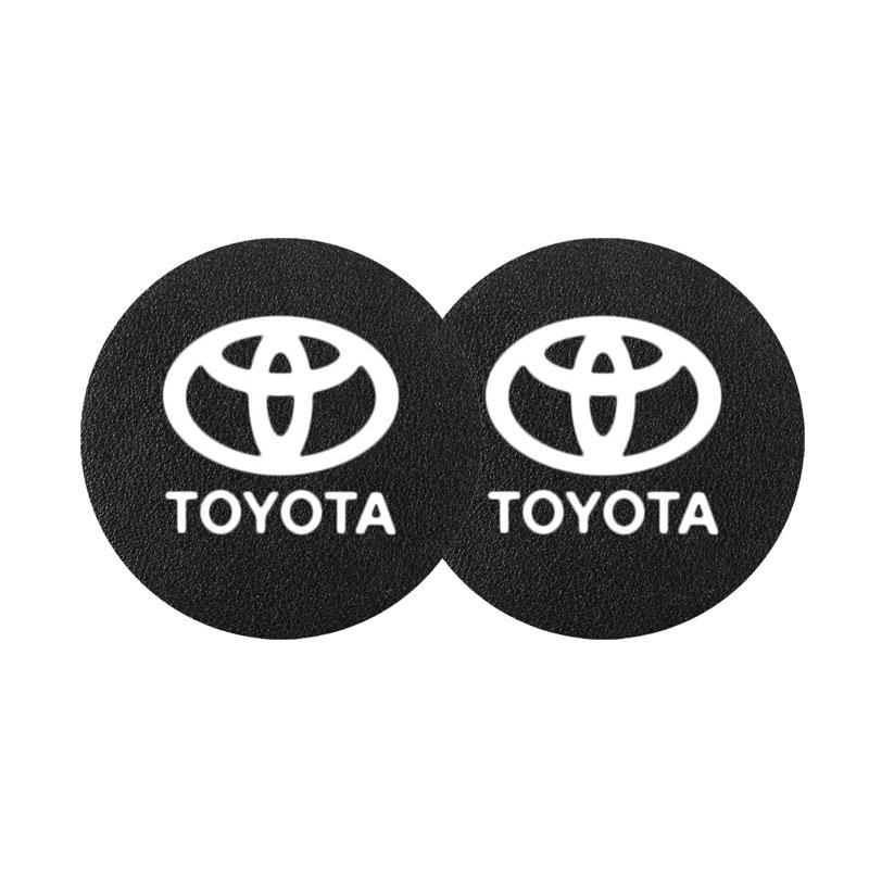 Tyre Valve Core 2Pcs Leather Coaster Anti-noise Water Cup Pad Cushion For Toyota TRD Gazoo Racing Corolla Yaris Chr Auris Rav4