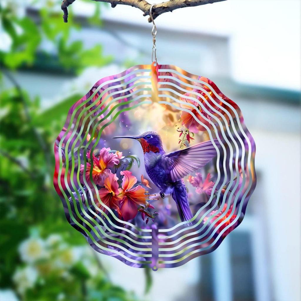 3D Stainless Steel Hummingbird Wind Spinners: Indoor/Outdoor Decor, Yard Art, Garden Decoration, Thanksgiving Decor - 25.4 cm Kinetic Sculpture