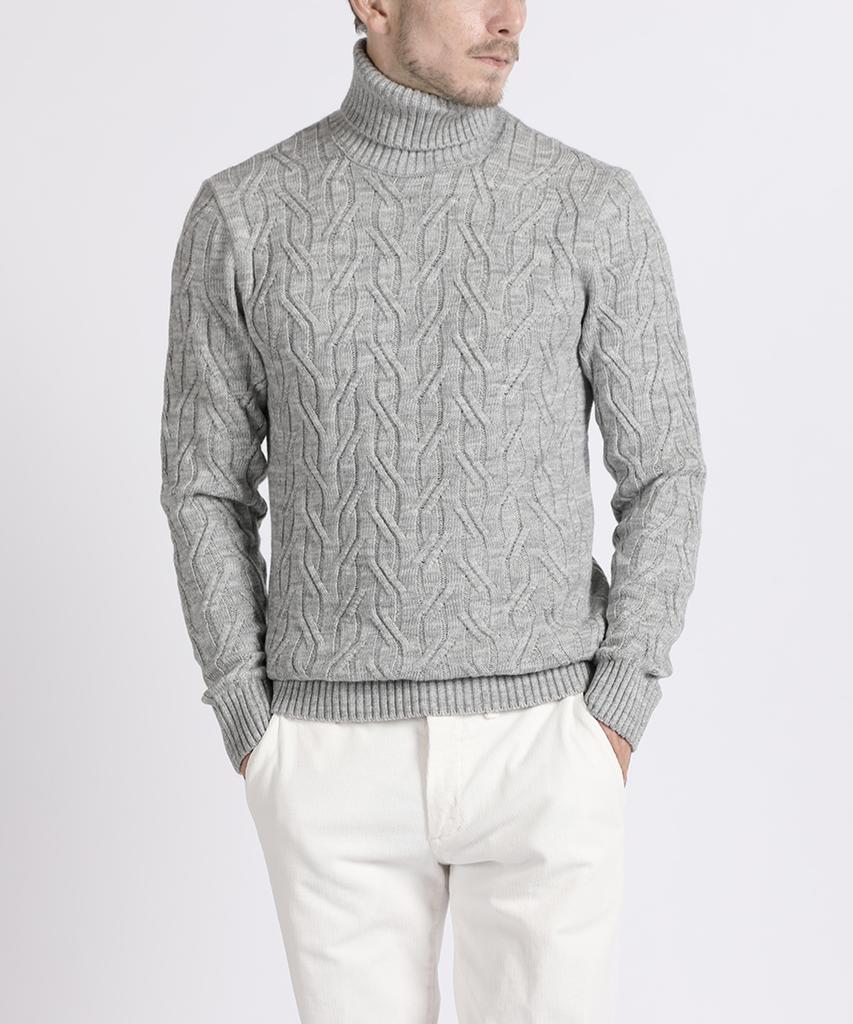 PANICALE Gray Melange Casual Turtleneck Knit