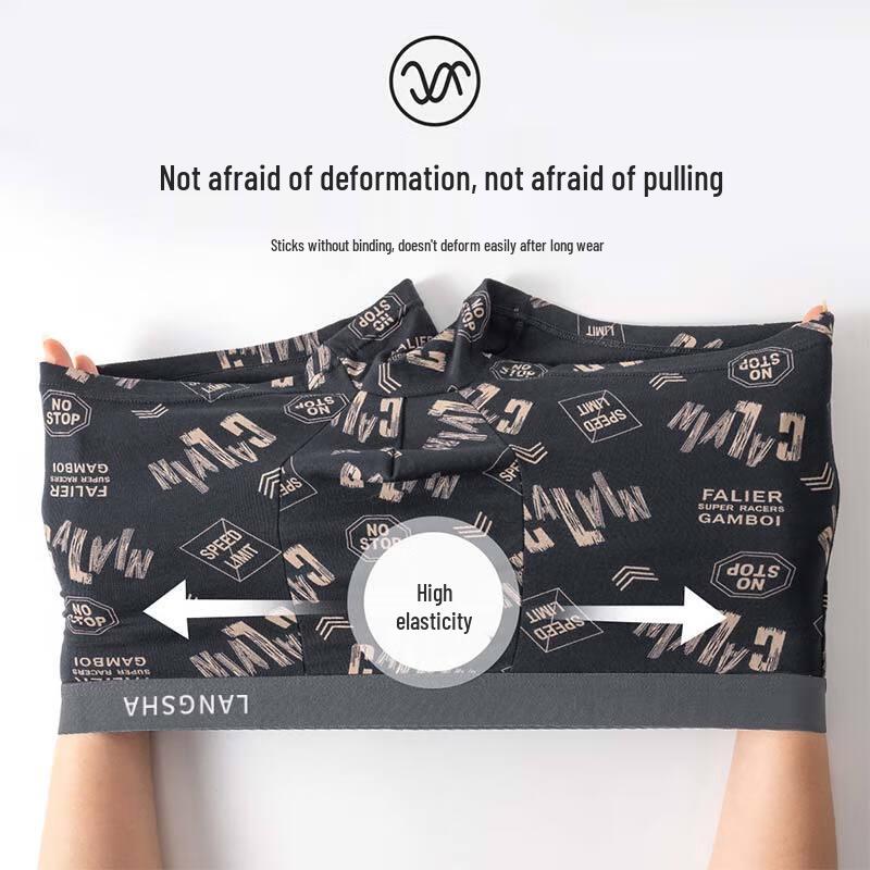 Langsha Men's 10A Antibacterial Cotton Boxer Briefs 4-Pack