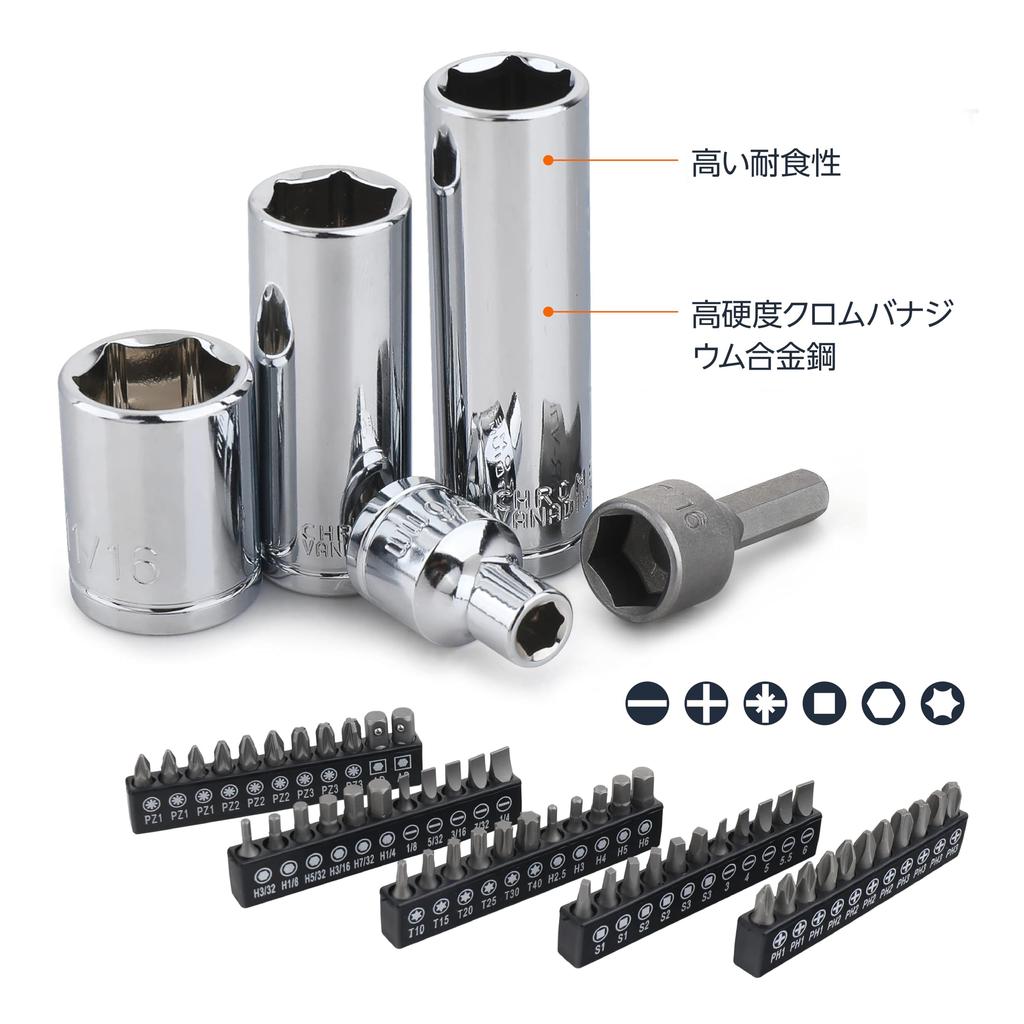 Amazon Basics Mechanic Socket Tool Kit Set with 201 Pieces Case,