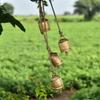 36 Inch Large Gold Cowbell Wind Chime for Outdoor Garden, Handmade Rustic Entryway Decor with Vintage Jute Rope for Patio and Porch