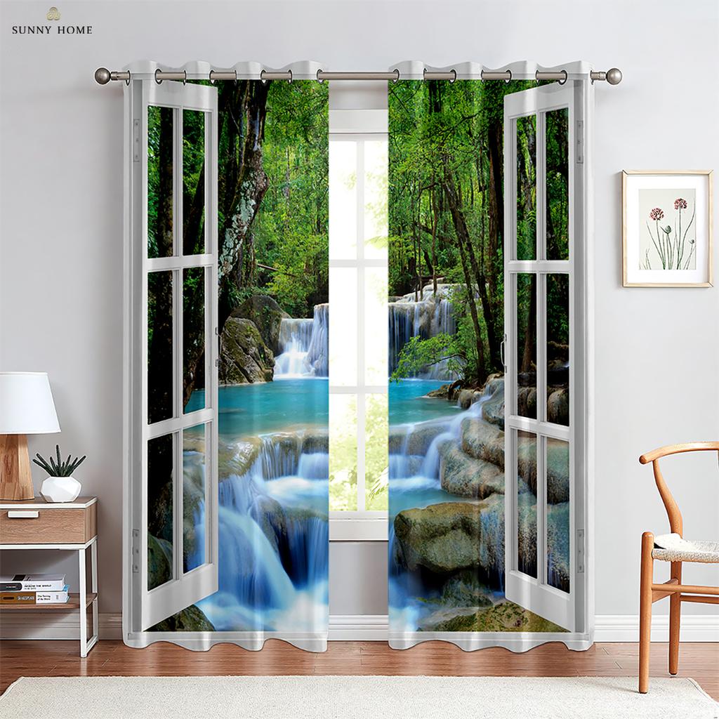 Windowcurtains Seaside Landscape Pattern Print Pattern Rod Pocket Bedroom Space Living Space Kitchen Areacurtains Home Decorative Piece