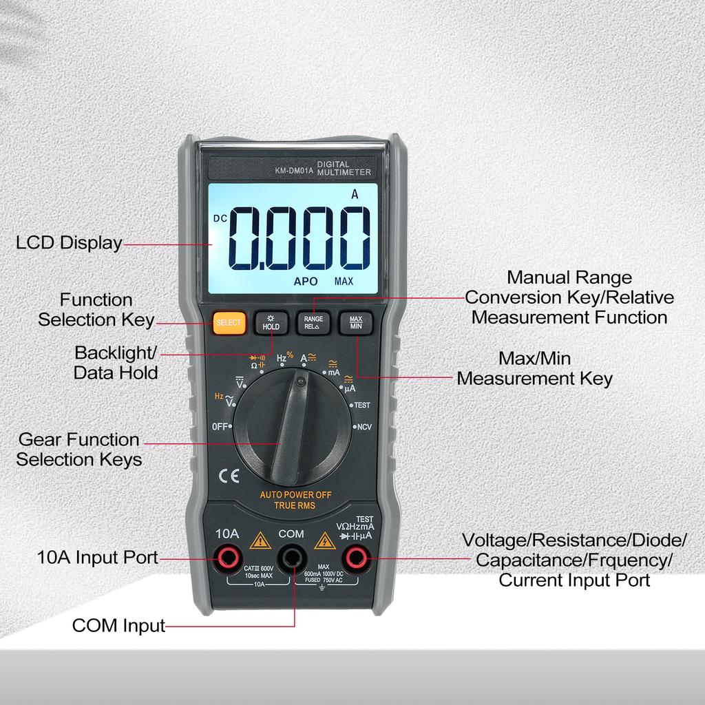 KM DM01A Smart Digital Multimeter Auto Range 6000 Counts NCV Universal Meter Handheld Multifunctional Tester Voltmeter