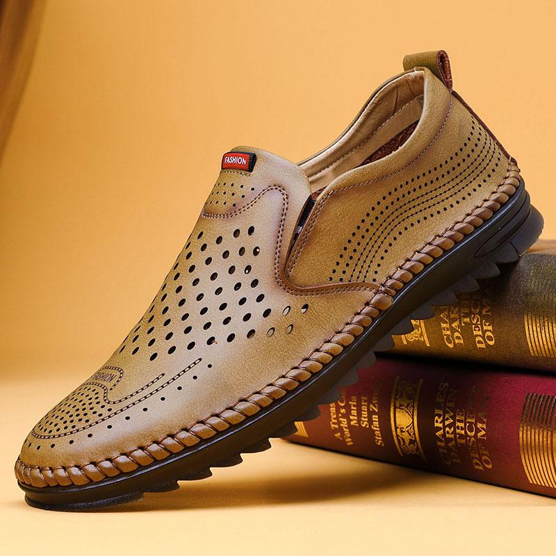 Fashion Mens Shoes Casual Luxury Brand Summer Men Loafers  Leather Moccasins Light Breathable Boat Shoes Zapatillas Hombre