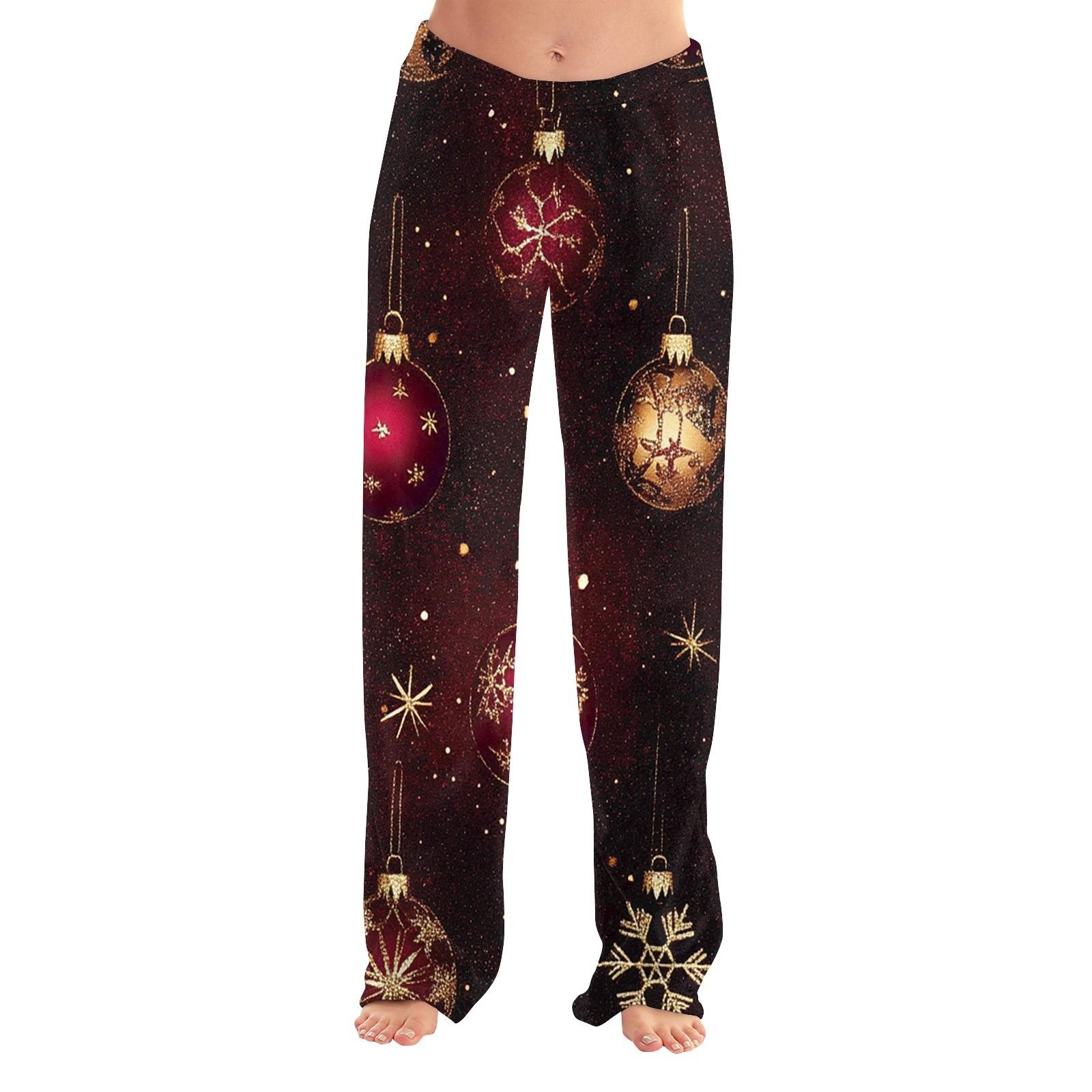 

Женские повседневные брюки с принтом на Хэллоуин, эластичные брюки с завязками на талии XS винный