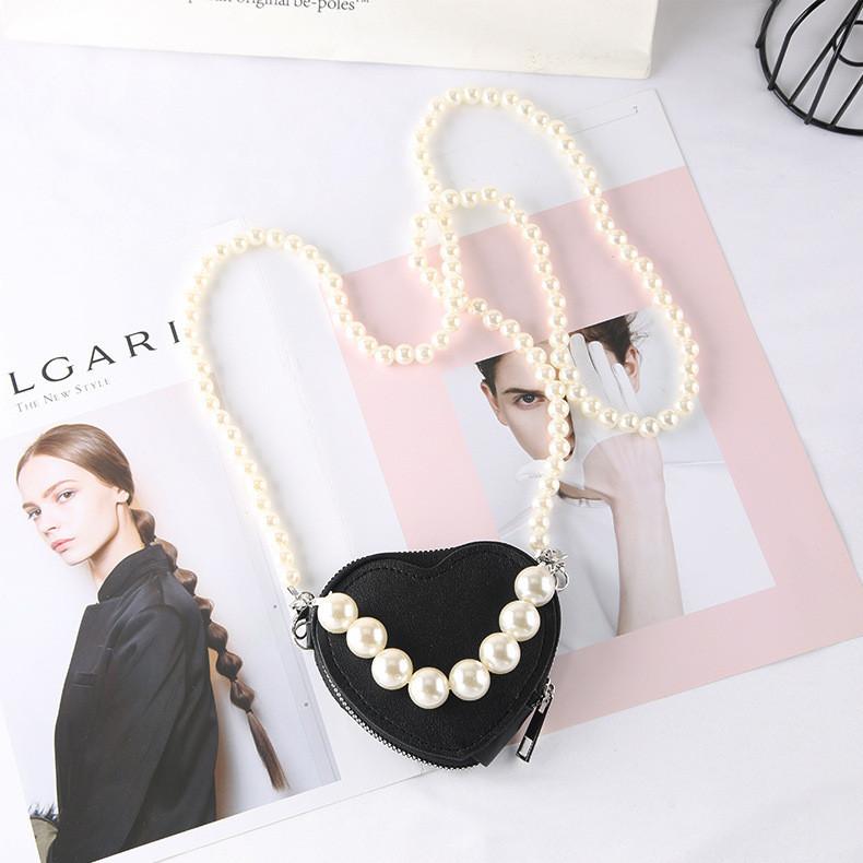 

Elegant Pearl Chain Waist Belt Purse With Heart Buckle For Outdoor Events Heart