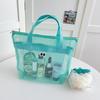 Korean-Style Large Mesh Beach Bag for Toiletries & Makeup - Portable & Water-Resistant