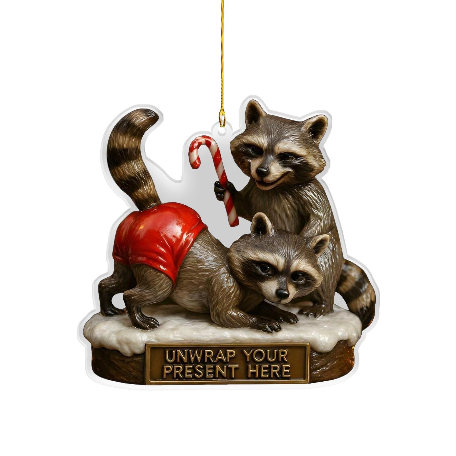 

Hilarious Raccoon Christmas Ornament Acrylic Christmas Tree Decoration A Humorous Raccoon Gift For One Size