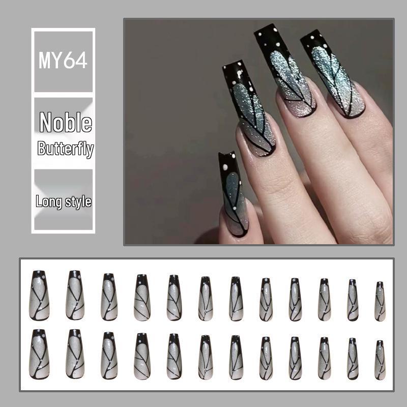 

Замеченные Кошачий Глаз Крылья Бабочки Носимый Нейл-арт: 24 Съемных Длинных Т-образных Накладных Ногтя Премиум-класса