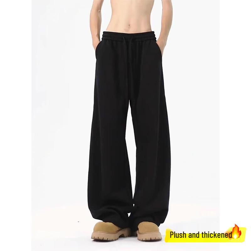Men's Cleanfit Wide-Leg Fleece Sweatpants - Autumn/Winter Straight-Leg Casual Sports Pants