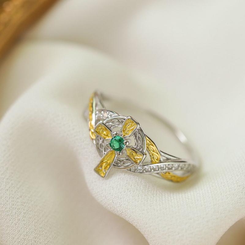 Mote S925 Ring Kreativt Kors Mikroinnlagt Zirkon Ring Europeisk og Amerikansk Tofarget Ring Geometriske Ringer Brudesmykker