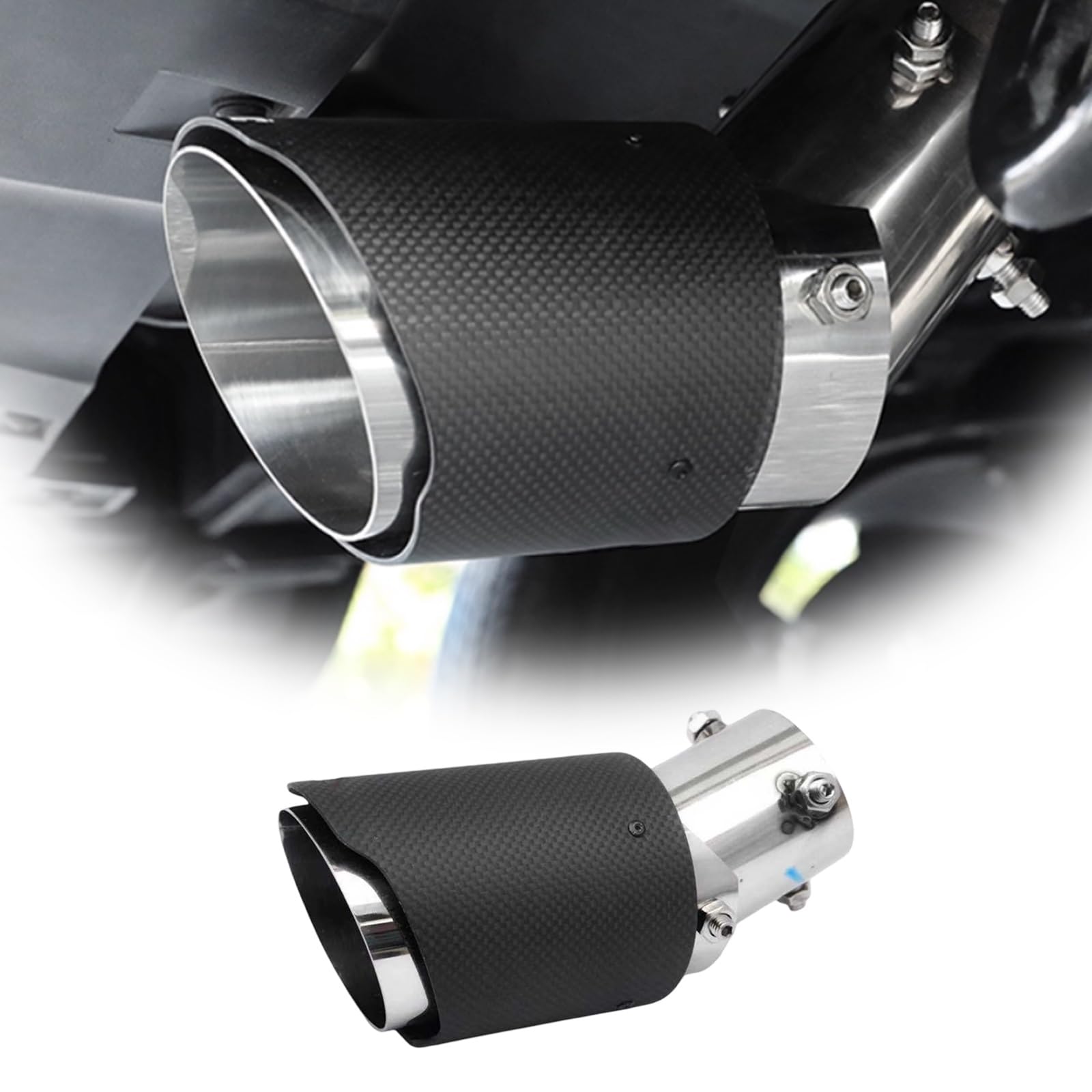 Mitsubishi Delica Mini Car Muffler Cutter, Carbon, Multi-Directional Adjustable, Large Diameter, Downward Exhaust Pipe, straight A чёрный