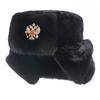 Winter Warm Fleece-Lined Soviet Style Military Hat With Embroidered Badge Men Women Outdoor Cold Weather Protection
