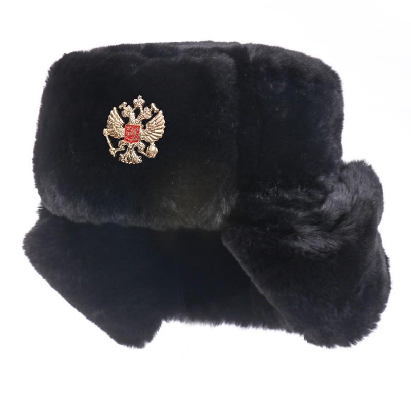 Winter Warm Fleece-Lined Soviet Style Military Hat With Embroidered Badge Men Women Outdoor Cold Weather Protection