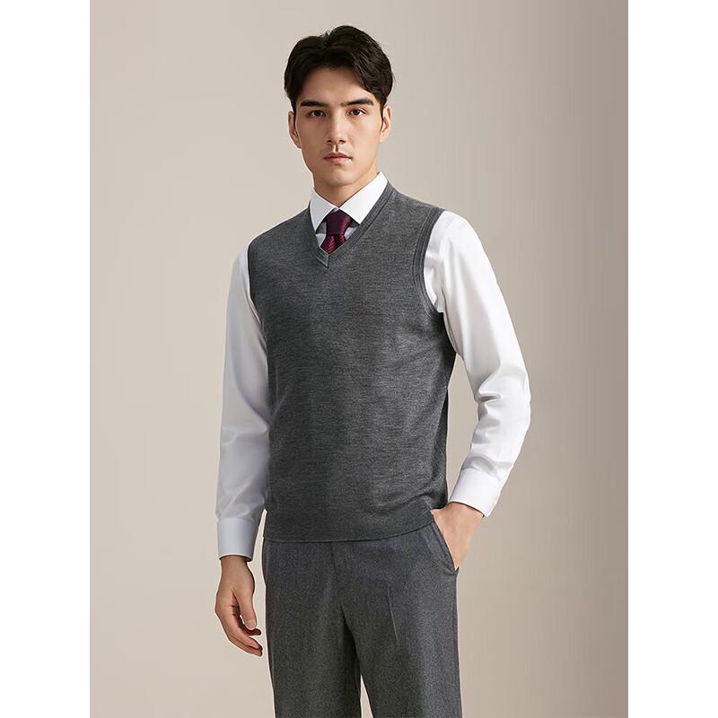 

YOUNGOR Мужской безрукавный жилет с V-образным вырезом из смесовой шерсти XL 110cm