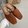 Fashion Summer Spring Fashion Square Toe Ladies Flats Slippers Luxury Flats Slippers Shoes For Women Mules Female Slides Sandals Shoes