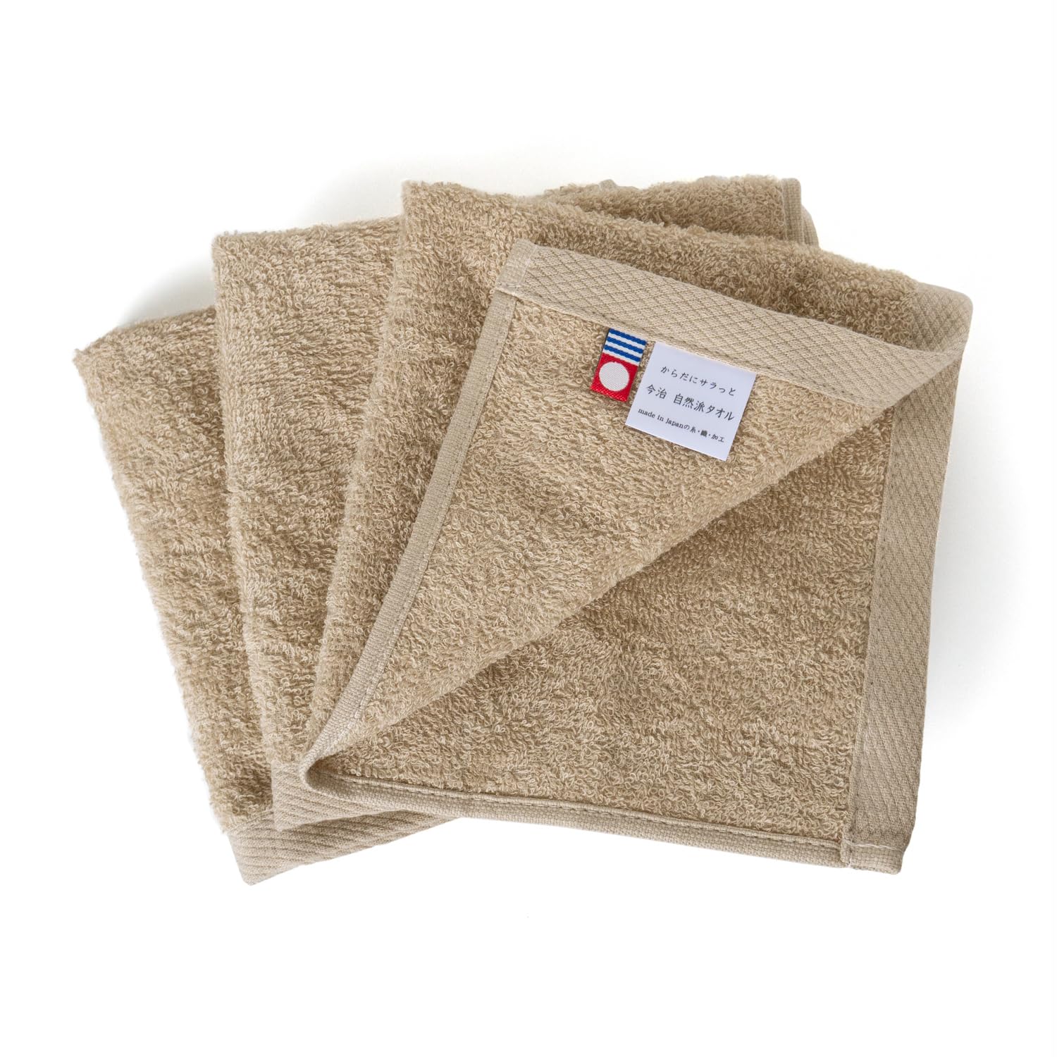 

oruTa Imabari Hand Natural Towels for Face Wiping and Made in Indoor Cotton Towels, 3-Pack, Washing, Japan, Thin, Absorbent, Quick-Drying, Drying, бежевый