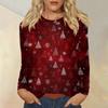 Women's Fashion Casual Christmas Printed Round Neck Long Sleeve Pullover Top