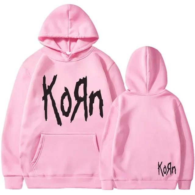 Autumn/Winter Korn Rock Band Letter Hoodies Men's and Women's Harajuku Hoodies Casual Sports Men's and Women's Warm Sweatshirts