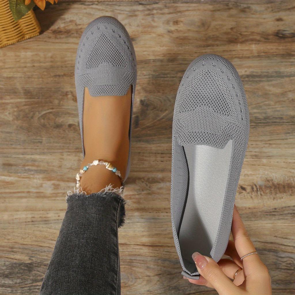 Plus Size 43 Women's Shoes Spring and Autumn New Shallow Mouth Beans Shoes Mesh Breathable Comfortable Round Head Flat Shoes