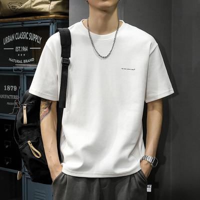 Short Sleeved Pure Cotton T-shirt for Men Summer Tee Trendy Brand Base Loose T-shirts