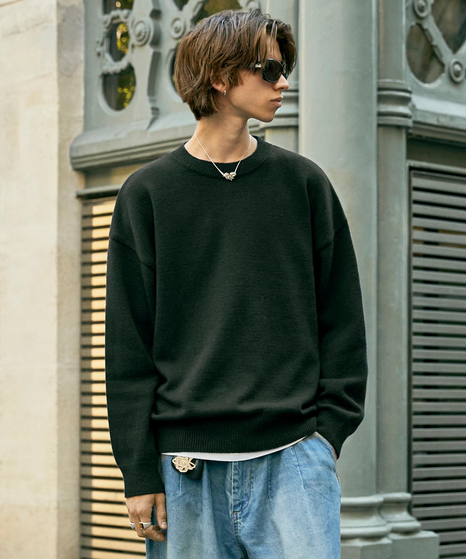 Minimal Project Wool Embroidered Round Knit Mnt103 / 5 Colors Ivory/S
