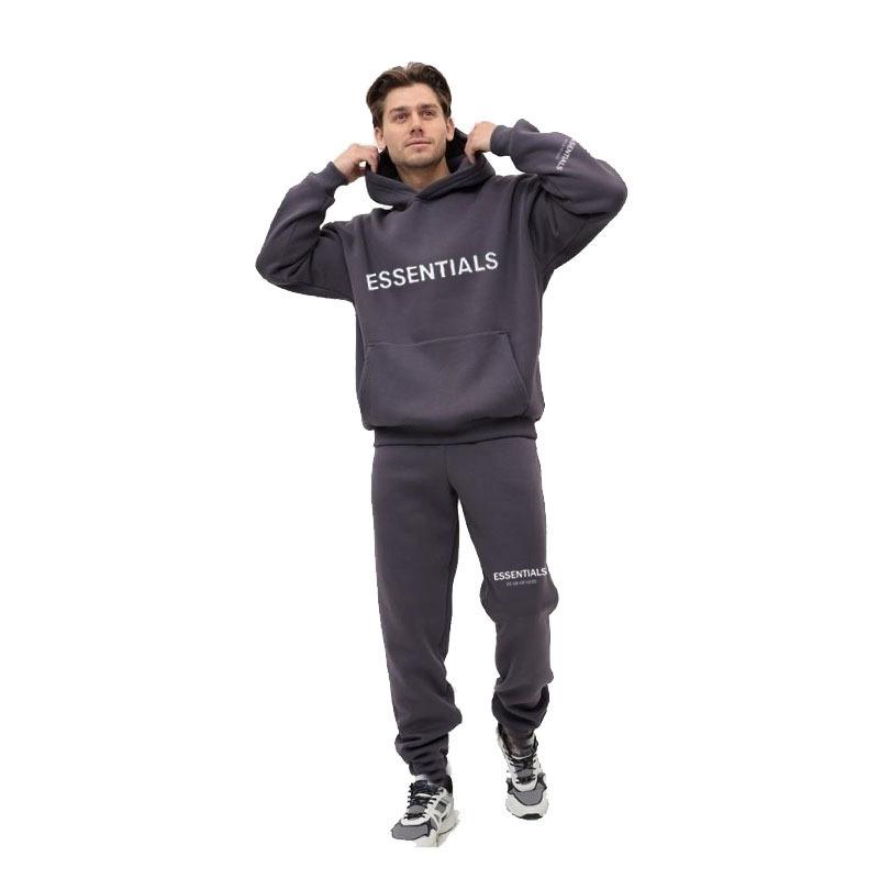 2025 New ESS Double-line Trendy Brand ESENTIALS Chest Cuff LOGO Hot Stamping Men's and Women's Sweater Set