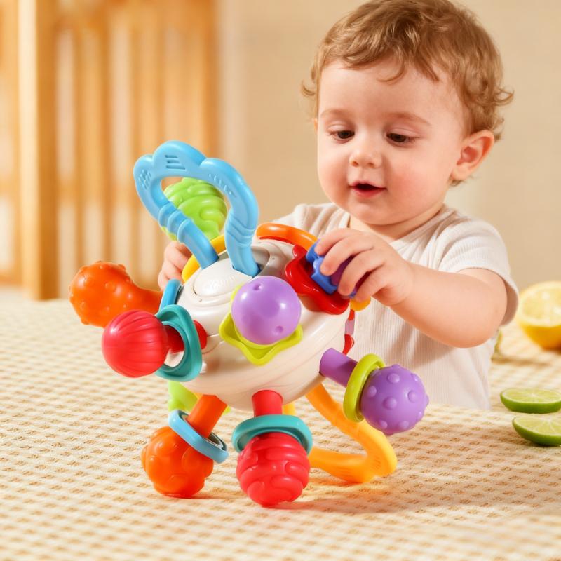 Baby Toy Manhattan Round Ball Soft Silicone Hand Grab Ball Rattle Infantil Chewable Teether Toy for Infant 0-12months Montessori