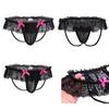 Men's Bulge Pouch Panties Lace Ruffles Bikini Jockstraps Briefs Crossdress Underwear