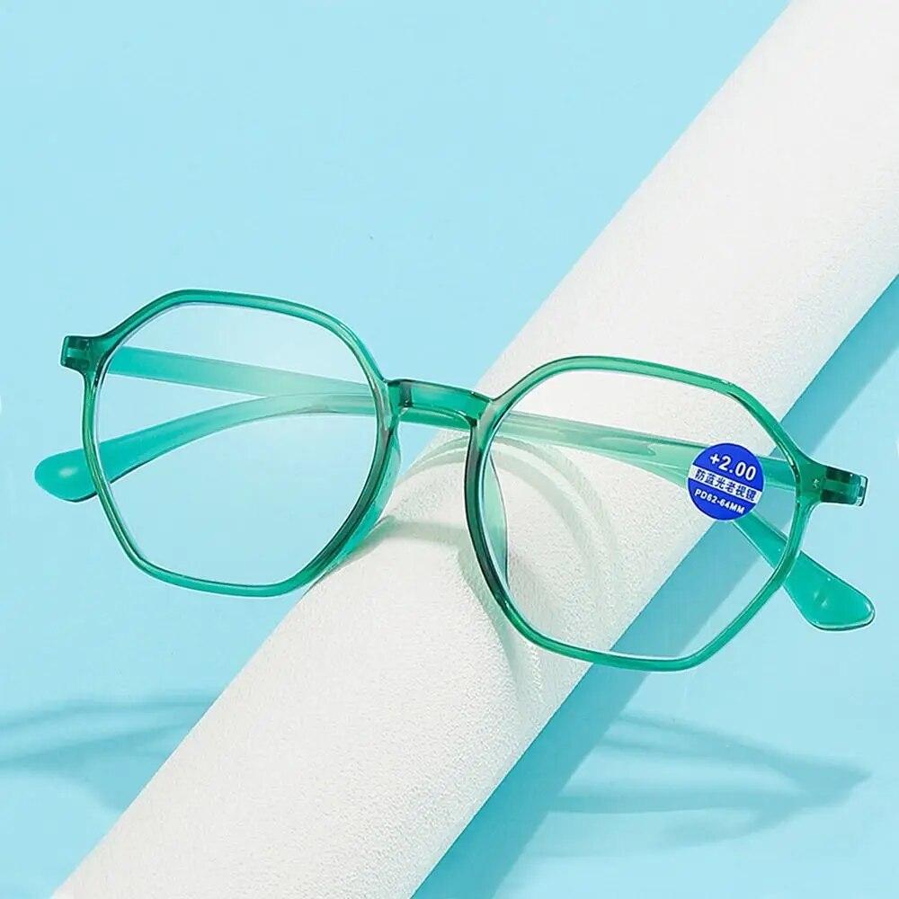 Polygonal Square Frame Anti-Blue Light Reading Glasses Urltra-Light Eye Protection Men Women Elegant Comfortable Eyeglasses