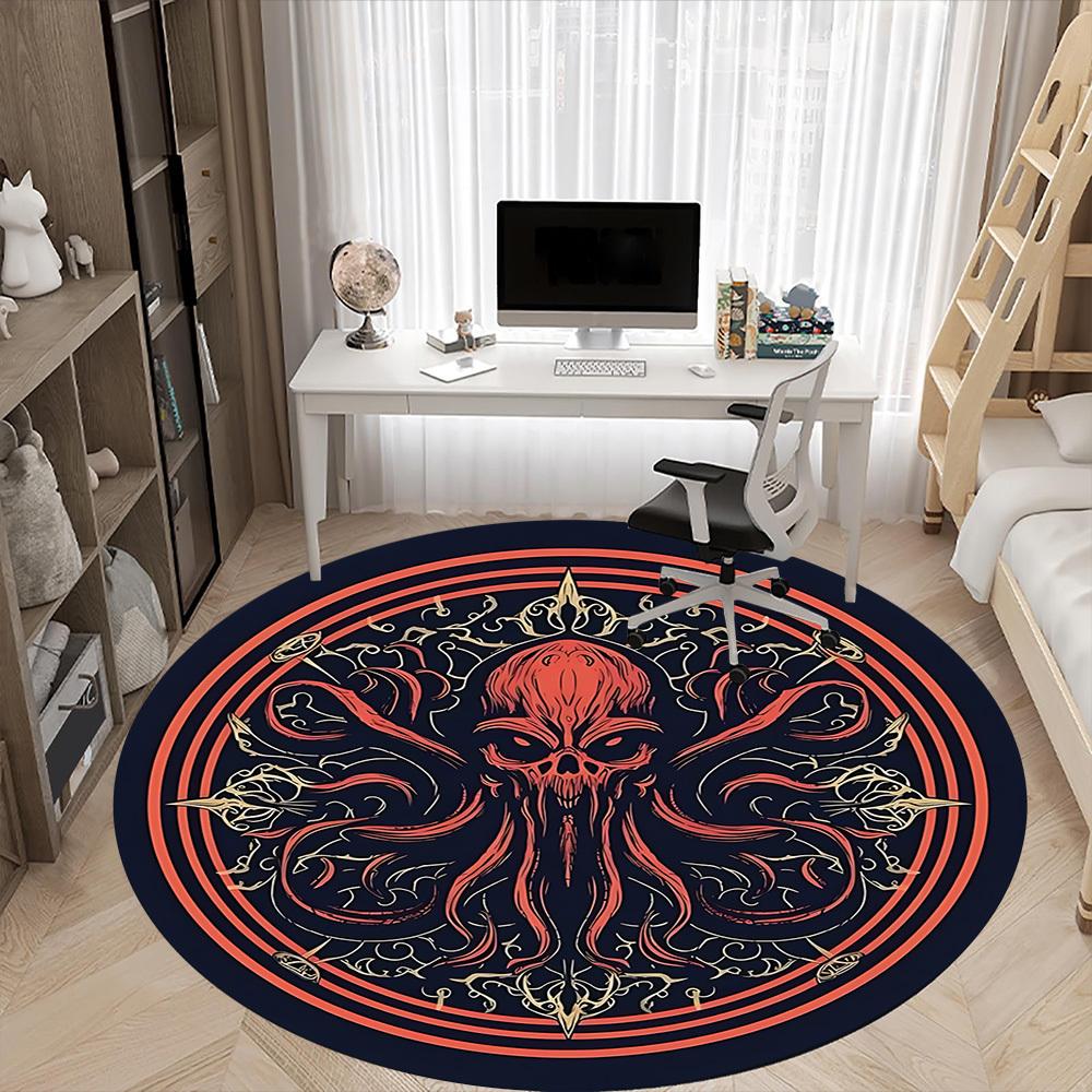 1pc Cthulhu Mandala Office Round Area Rug, Mat Suitable ForOffice, Under Office Chairs Bedroom Living Room Home Decor, Room Deco