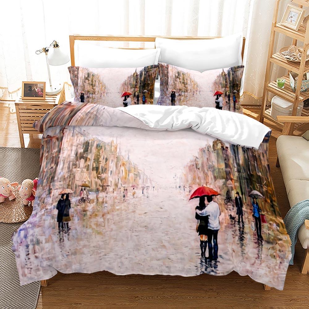 Couple Theme Duvet Cover Set Valentine's Day Present For Couple Wife Polyester Bedding Set King Queen Full Size Comforter Cover