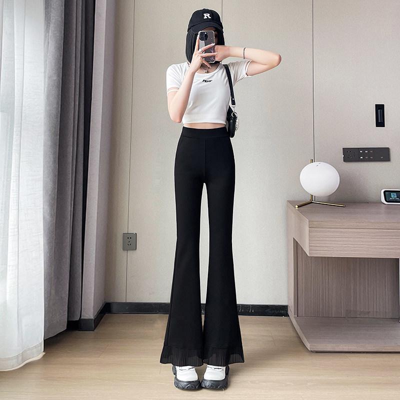 Petite Women s High-Waisted Cropped Flared Pants - Slimming Micro-Flare Style 2025 4XL