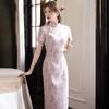 Pink national style new Chinese style Suzhou daily long cheongsam improved young 1011 new women's high sense summer