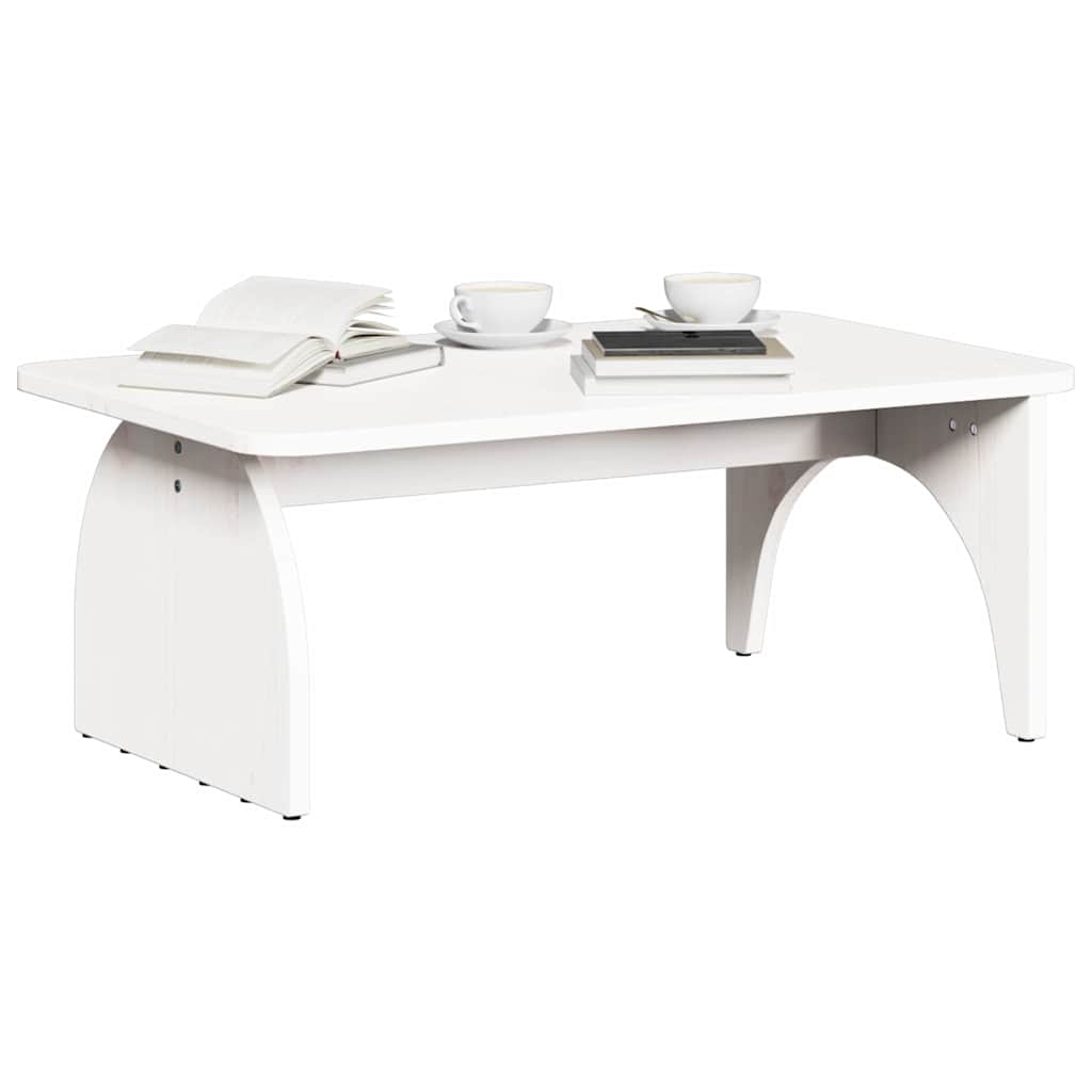 White Coffee Table 80 X 50 X 31 Cm Solid Pine Wood