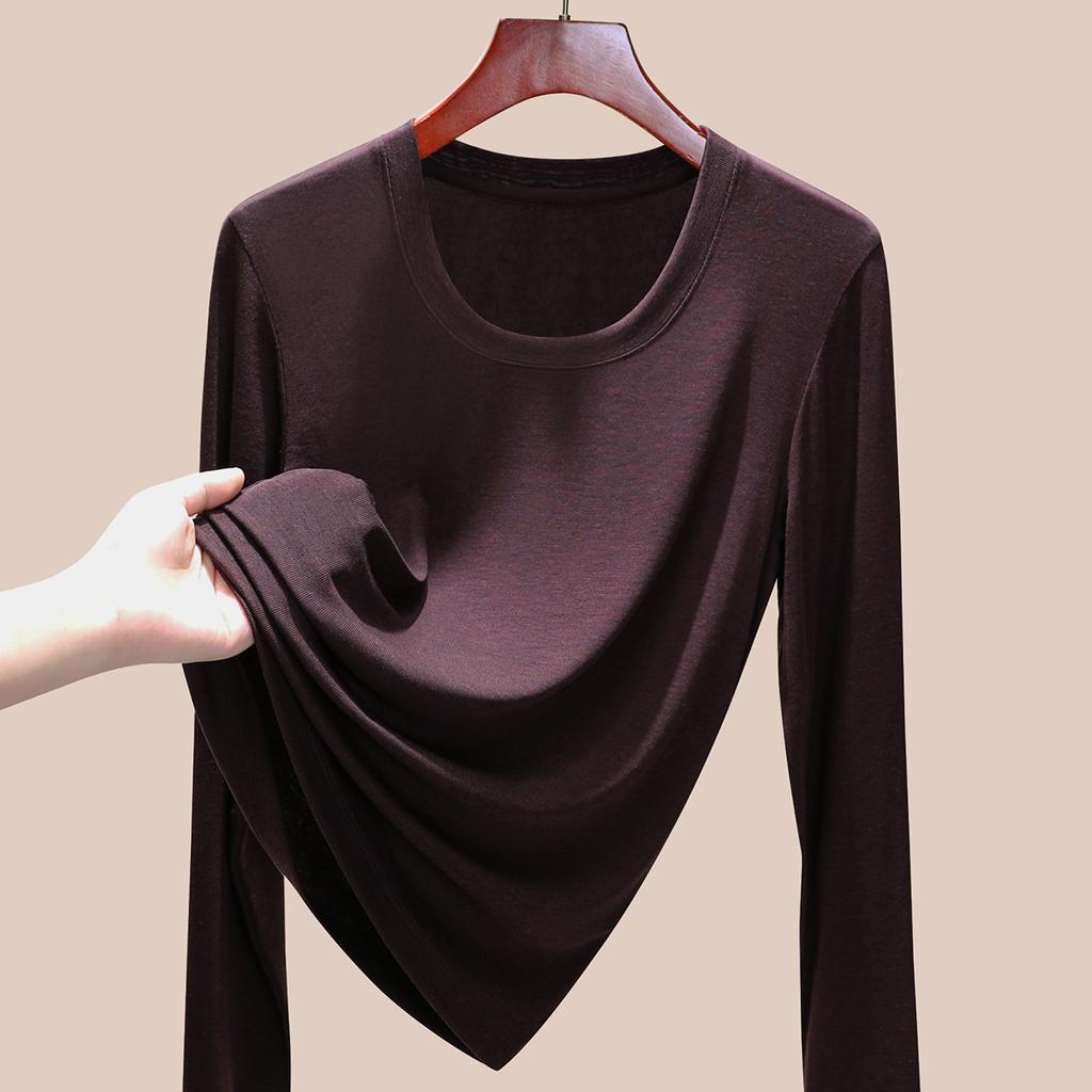 Sports Long-sleeved Women's High-elastic Slim-fitting and Thin Tencel Wool Bottoming Shirt, New In Early Autumn