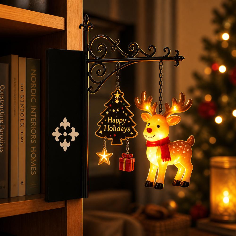 Streetlamp Shape Christmas Bookshelf Lantern Christmas Shelf Light Bookshelf Decoration