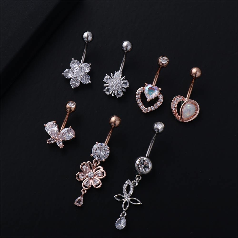 Butterfly Belly Piercings Stainless Steel Zircon Navel Ring Fashion Belly Button Rings  Girl