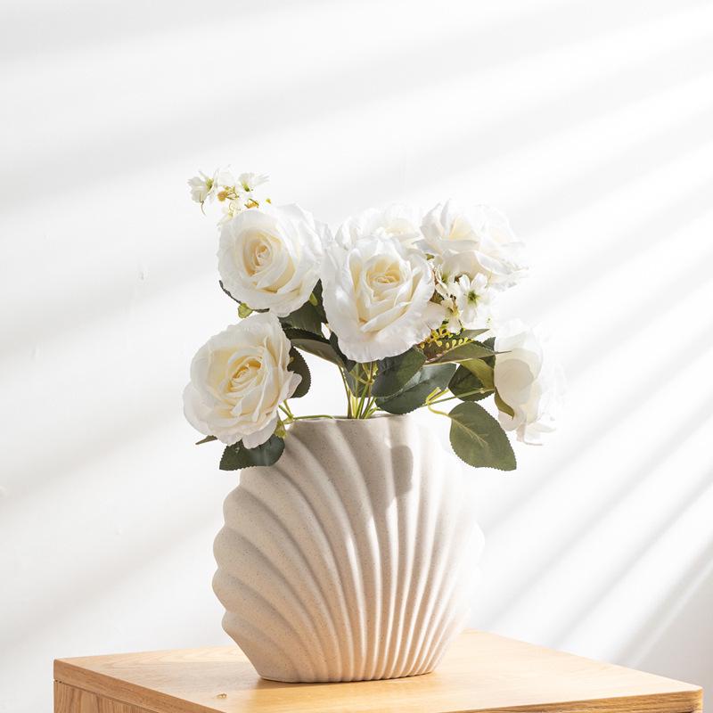 Ceramic Vase for Flower Arrangements - Desktop Shell Ornament Decor