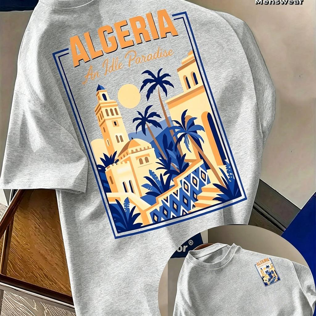 Algerisches Reise-Unisex-T-Shirt Ein untätiges Paradies Retro-Muster Streetwear Top