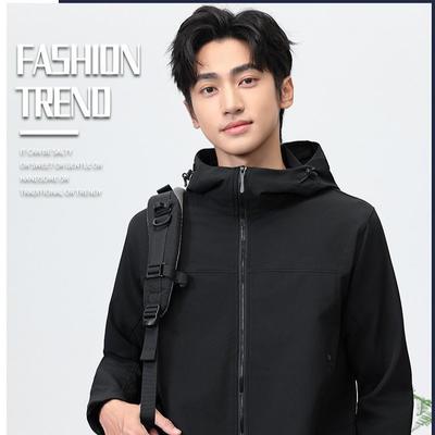Unisex Windproof Softshell Hooded Jacket - Warm Outdoor Autumn/Winter Coat with Customizable Logo