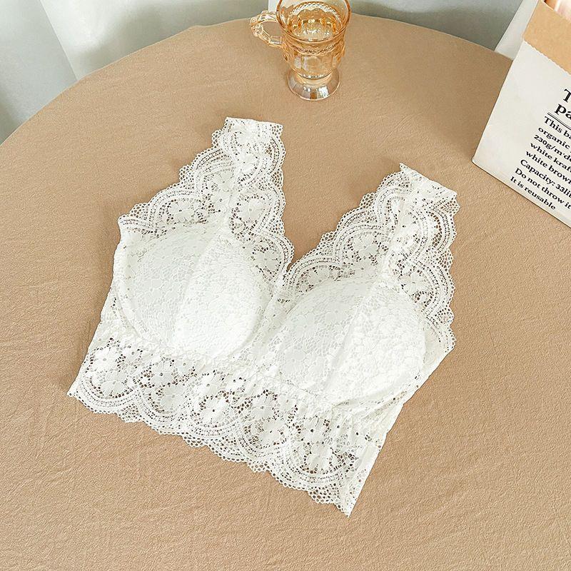 Sexy Women Lace Bras With Pad Long Underwear Wireless Solid Backless Lingerie For Girls Inner Tops Fashion Lady Bras