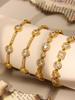 1 Pc Non Fading Stainless Steel Hand Inlaid Super Sparkling Geometric Zirconia Women's Starry Sky Bracelet Combination