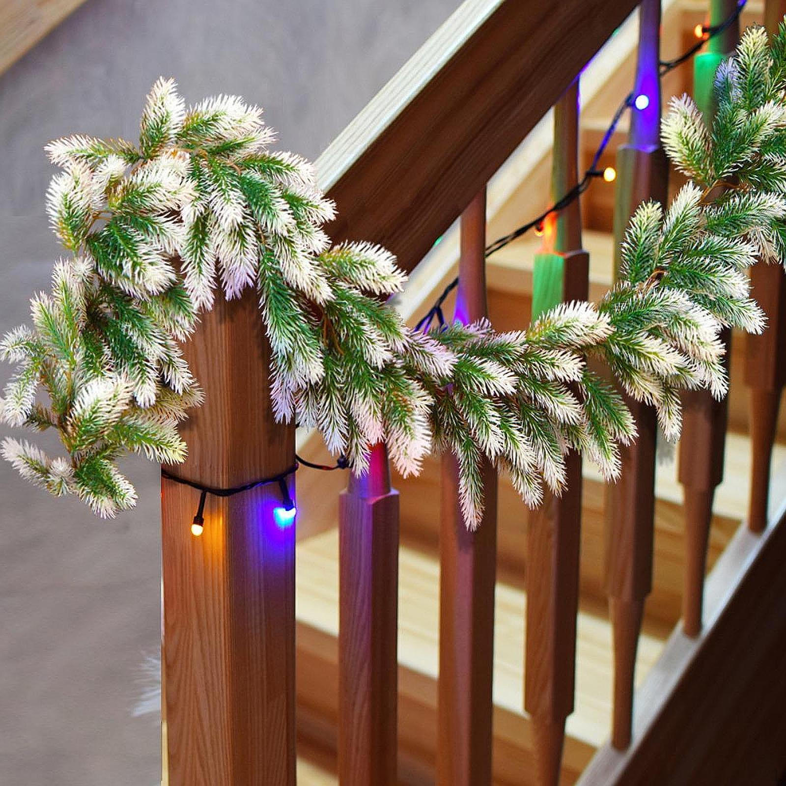 

Искусственная гирлянда 190 см с зелеными лианами для камина и дорожки для стола Flocked Green